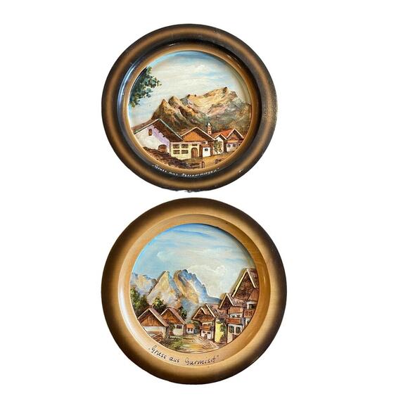 Vintage Other - Vintage Wooden Handcarved / Painted German Plates